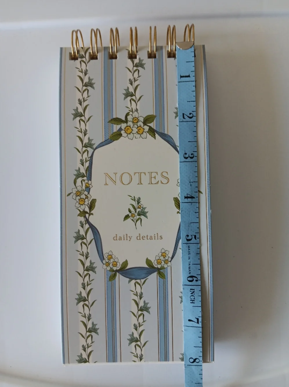 Punch Studios Spiral Bound Top Flip Notebook Lined 125 Sheets Floral Ribbon Blue